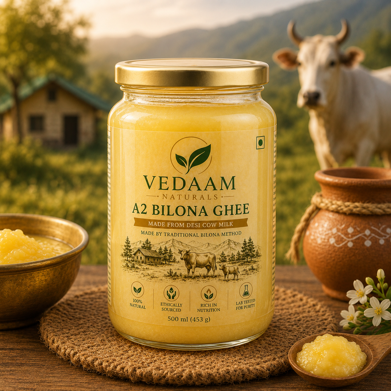 A2 Bilona Ghee - Made From Curd (500 ML)