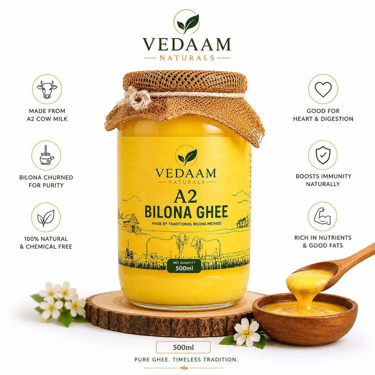 A2 Bilona Ghee - Made From Curd (500 ML)